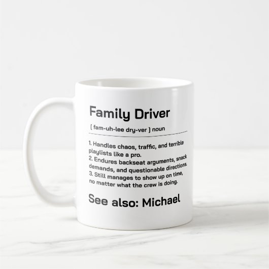 Personalized Family Driver | Funny Daily Driving コーヒーマグカップ (左)
