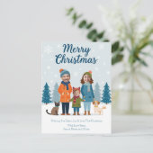 Personalized Family Faces Christmas Custom Photo シーズンポストカード (スタンド正面)