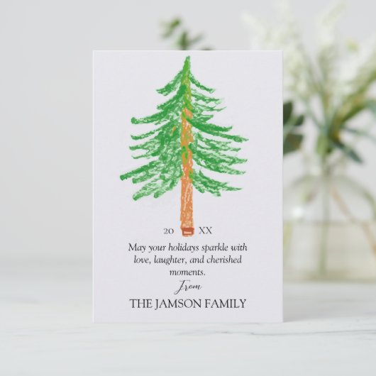 Personalized Family Holiday Card Christmas Tree 出欠カード (スタンド正面)