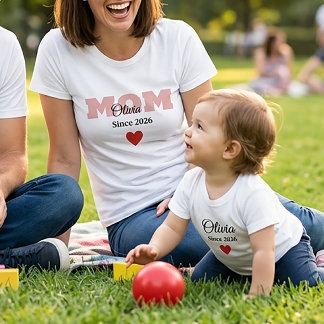 Personalized Family Matching ,mom Dad Baby T-shirt ベビーTシャツ