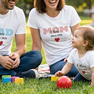 Personalized Family Matching ,mom Dad Baby T-shirt Tシャツ
