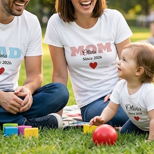 Personalized Family Matching ,mom Dad Baby T-shirt Tシャツ