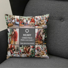 Personalized Family Merry Christmas Photo Collage クッション