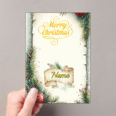 Personalized Family Name Christmas Card, Rustic Pi アクリル招待状 (インサイチュ (ポータブル))