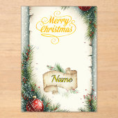 Personalized Family Name Christmas Card, Rustic Pi アクリル招待状 (正面)