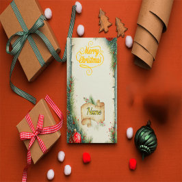 Personalized Family Name Christmas Card, Rustic Pi アクリル招待状