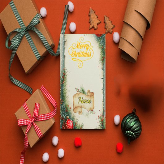 Personalized Family Name Christmas Card, Rustic Pi アクリル招待状