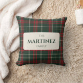 Personalized Family Name Christmas Tartan Throw Pi クッション (ブランケット)
