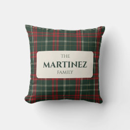 Personalized Family Name Christmas Tartan Throw Pi クッション