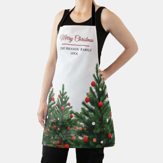 Personalized Family Name Christmas Tree エプロン (インサイチュ)