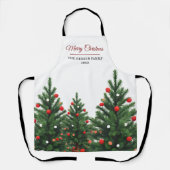 Personalized Family Name Christmas Tree エプロン (正面)