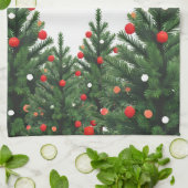 Personalized Family Name Christmas Tree キッチンタオル (折り畳み)