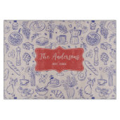 Personalized Family Name Cute Hand Drawn Food カッティングボード (正面)