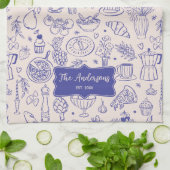 Personalized Family Name Cute Hand Drawn Food キッチンタオル (折り畳み)