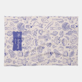 Personalized Family Name Cute Hand Drawn Food キッチンタオル (横)