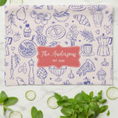 Personalized Family Name Cute Hand Drawn Food キッチンタオル (折り畳み)