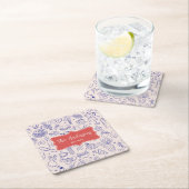 Personalized Family Name Cute Hand Drawn Food スクエアペーパーコースター (インサイチュ)