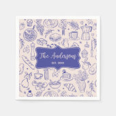 Personalized Family Name Cute Hand Drawn Food スタンダードカクテルナプキン (正面)