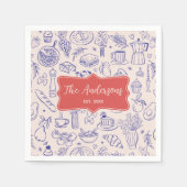 Personalized Family Name Cute Hand Drawn Food スタンダードカクテルナプキン (正面)