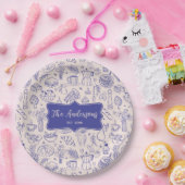 Personalized Family Name Cute Hand Drawn Food ペーパープレート (パーティー)