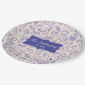 Personalized Family Name Cute Hand Drawn Food ペーパープレート (アングル)