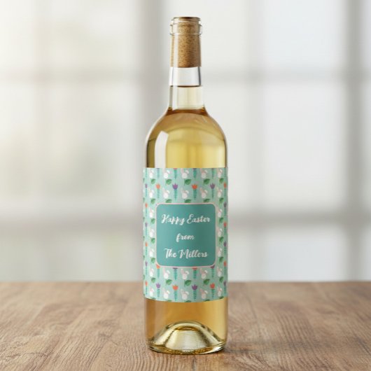 Personalized Family Name Easter Wine Label ワインラベル