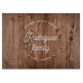 Personalized Family Name est. year faux wood カッティングボード (正面)