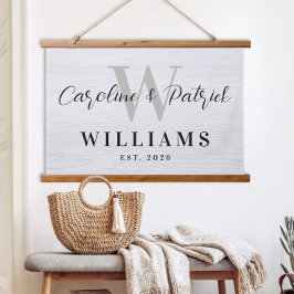 Personalized Family Name Framed Fabric Sign 吊り下げ型タペストリー