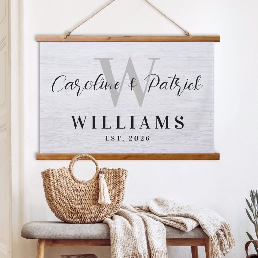 Personalized Family Name Framed Fabric Sign 吊り下げ型タペストリー