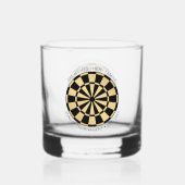 Personalized Family Name Gold Black Dartboard ウイスキーグラス (裏面)