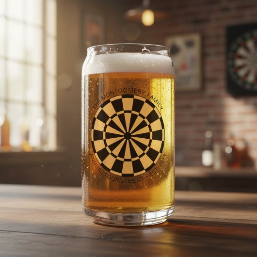 Personalized Family Name Gold Black Dartboard ガラス缶