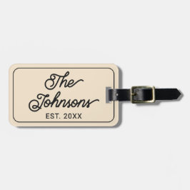 Personalized Family Name in Elegant Script Beige ラゲッジタグ