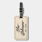 Personalized Family Name in Elegant Script Beige ラゲッジタグ (正面縦)