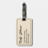 Personalized Family Name in Elegant Script Beige ラゲッジタグ (裏面縦)
