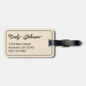 Personalized Family Name in Elegant Script Beige ラゲッジタグ (裏面横)