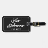 Personalized Family Name in Elegant Script Black ラゲッジタグ (正面横)