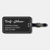 Personalized Family Name in Elegant Script Black ラゲッジタグ (裏面横)