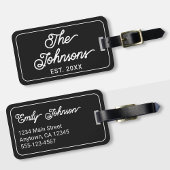 Personalized Family Name in Elegant Script Black ラゲッジタグ