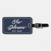 Personalized Family Name in Elegant Script Navy ラゲッジタグ (正面横)