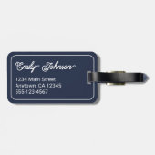 Personalized Family Name in Elegant Script Navy ラゲッジタグ (裏面横)