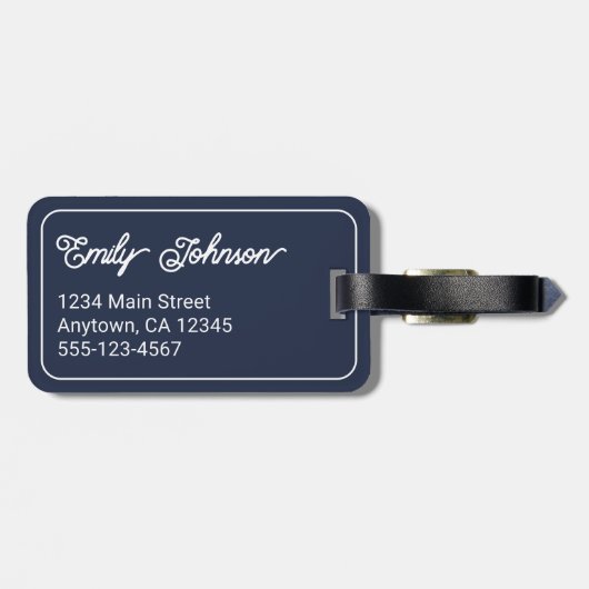Personalized Family Name in Elegant Script Navy ラゲッジタグ (裏面横)
