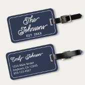 Personalized Family Name in Elegant Script Navy ラゲッジタグ