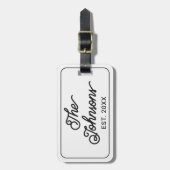Personalized Family Name in Elegant Script White ラゲッジタグ (正面縦)
