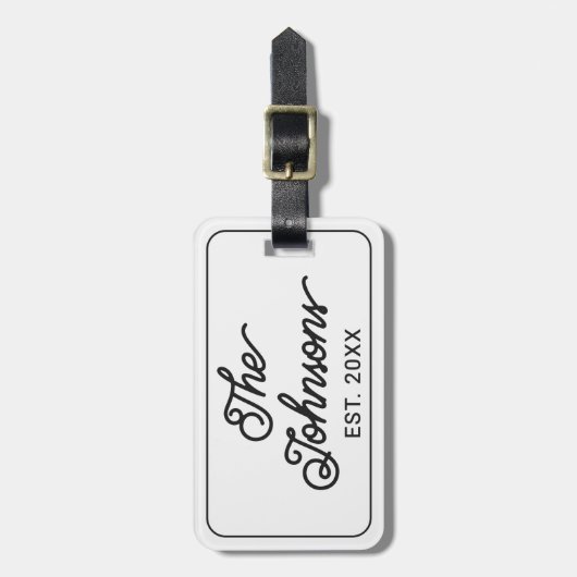 Personalized Family Name in Elegant Script White ラゲッジタグ (正面縦)