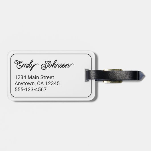 Personalized Family Name in Elegant Script White ラゲッジタグ (裏面横)