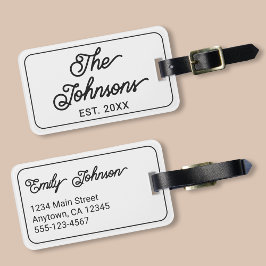 Personalized Family Name in Elegant Script White ラゲッジタグ