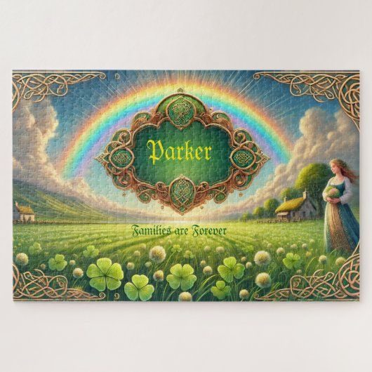 Personalized Family Name, Irish Cloverfield ジグソーパズル (横)