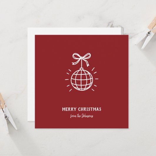 Personalized Family Name Merry Christmas  カード (正面/裏面インサイチュ)