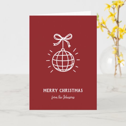 Personalized Family Name Merry Christmas  カード (黄色い花)