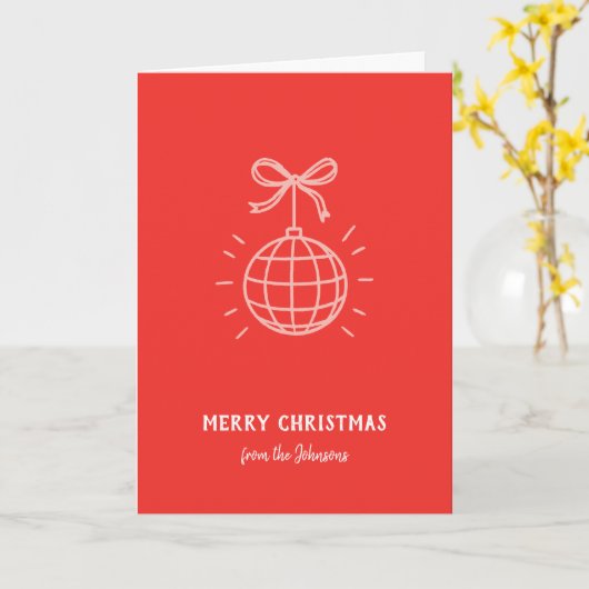 Personalized Family Name Merry Christmas  カード (黄色い花)